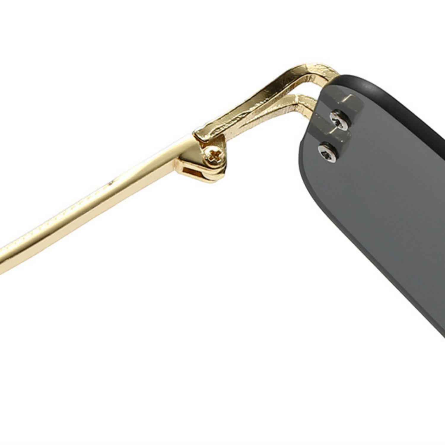 Gold Rimless Rectangular Black Sunglasses JLTG0332