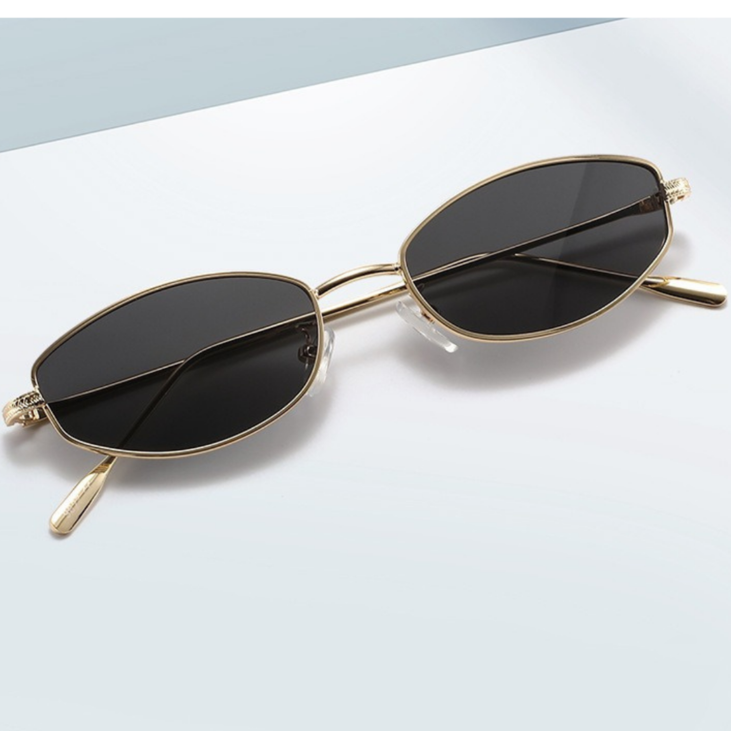 Gold Rimless Square Black Sunglasses JLTG0334