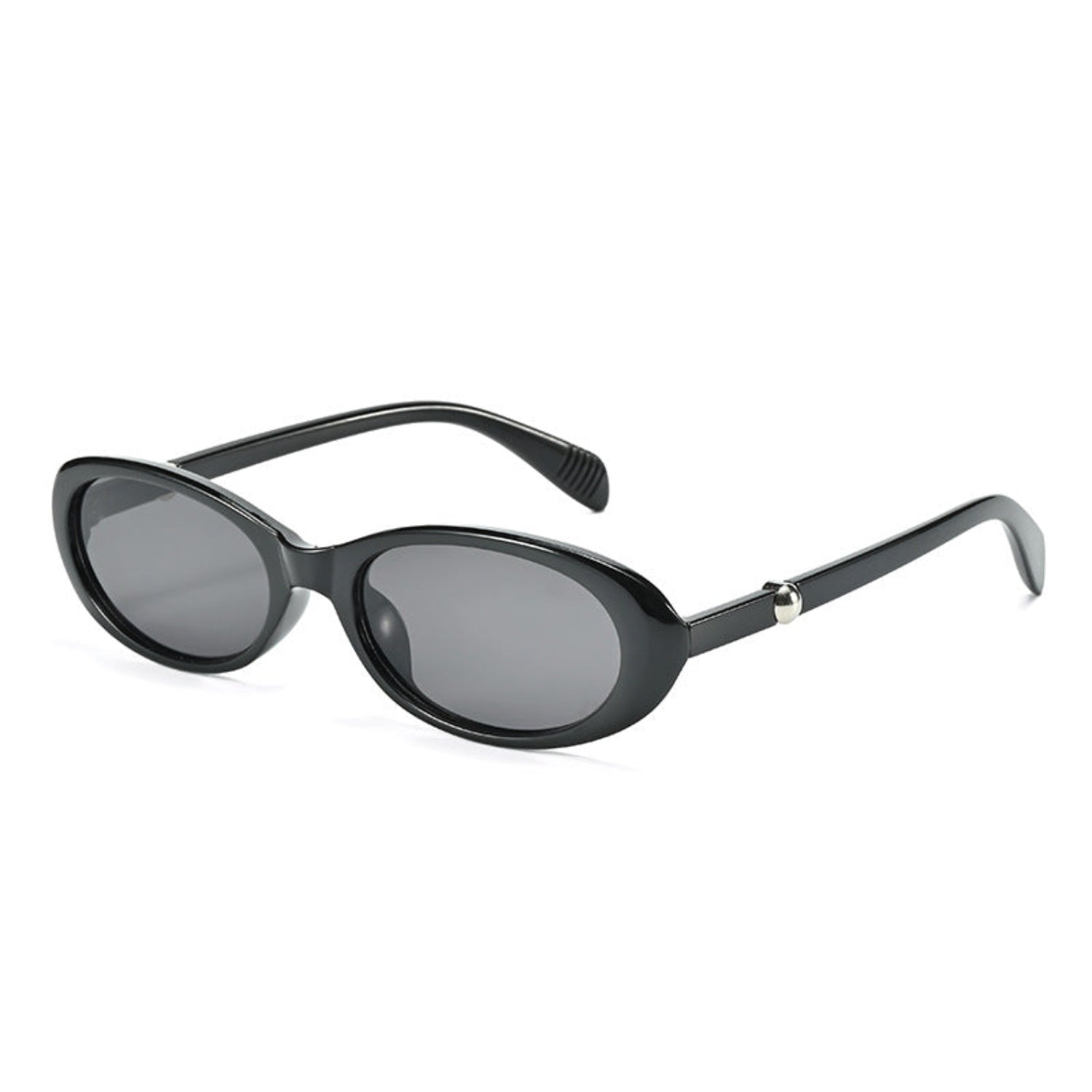 Sleek Black Oval Retro Sunglasses JLTG0337