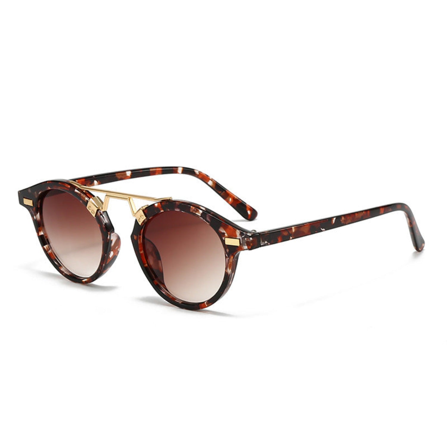 Tortoise Round Gold Bridge Brown Sunglasses JLTG0345