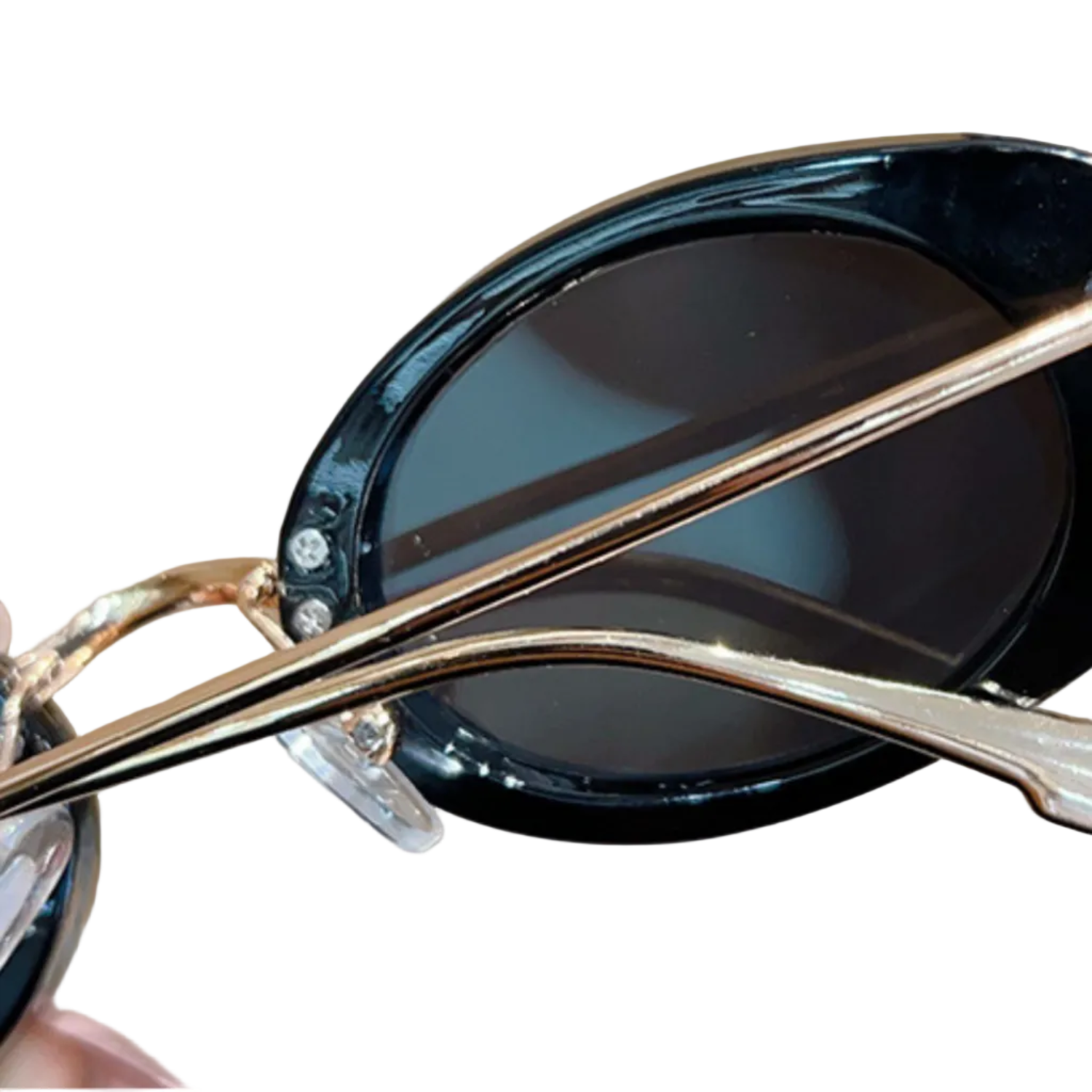 Gold Bridge Black Oval Sunglasses JLTG0347