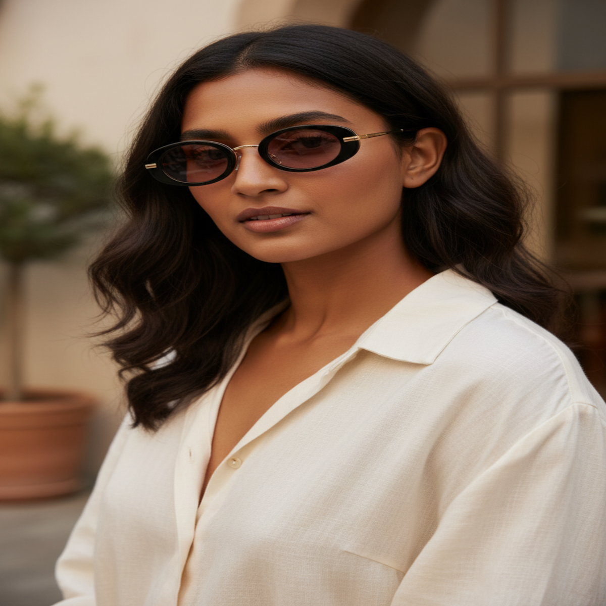 Gold Bridge Pink Oval Sunglasses JLTG0348