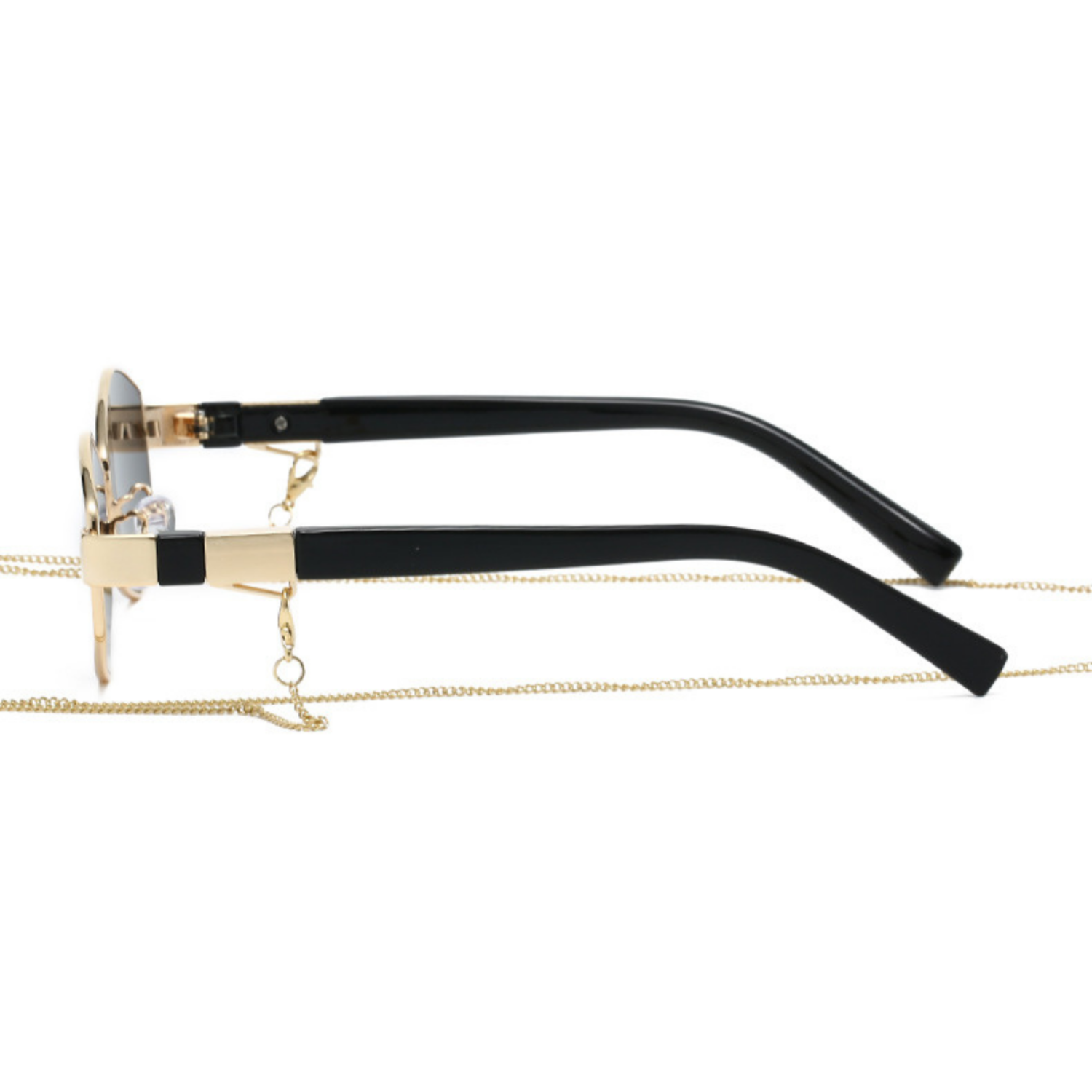 Gold Chain Black Hexagonal Sunglasses JLTG0357