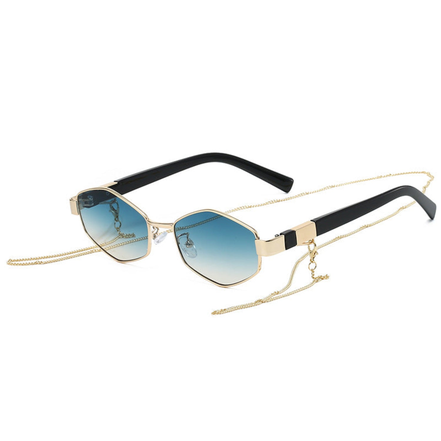 Gold Chain Blue Hexagonal Sunglasses JLTG0359