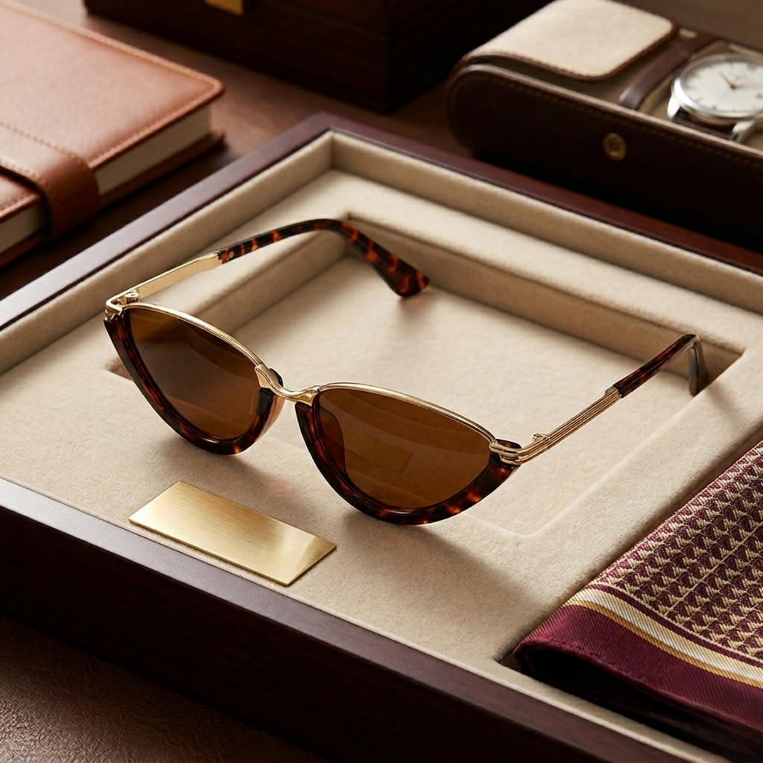 Gold Bridge Tortoise Brown Cat-Eye Sunglasses JLTG0365