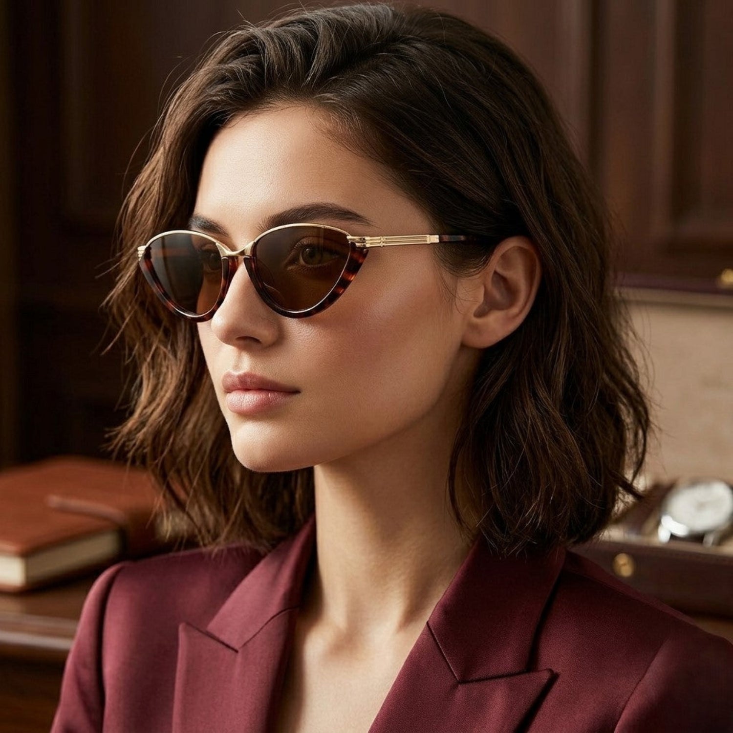 Gold Bridge Tortoise Brown Cat-Eye Sunglasses JLTG0365
