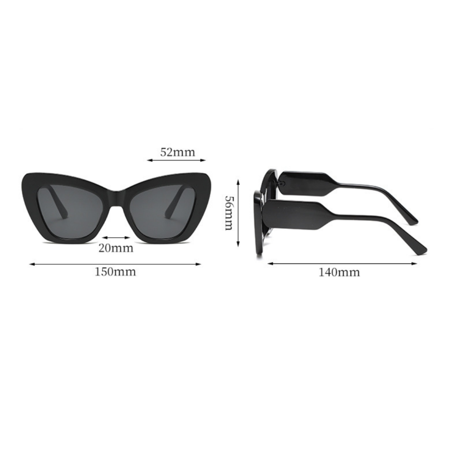 Bold Black Geometric Cat-Eye Sunglasses JLTG0369