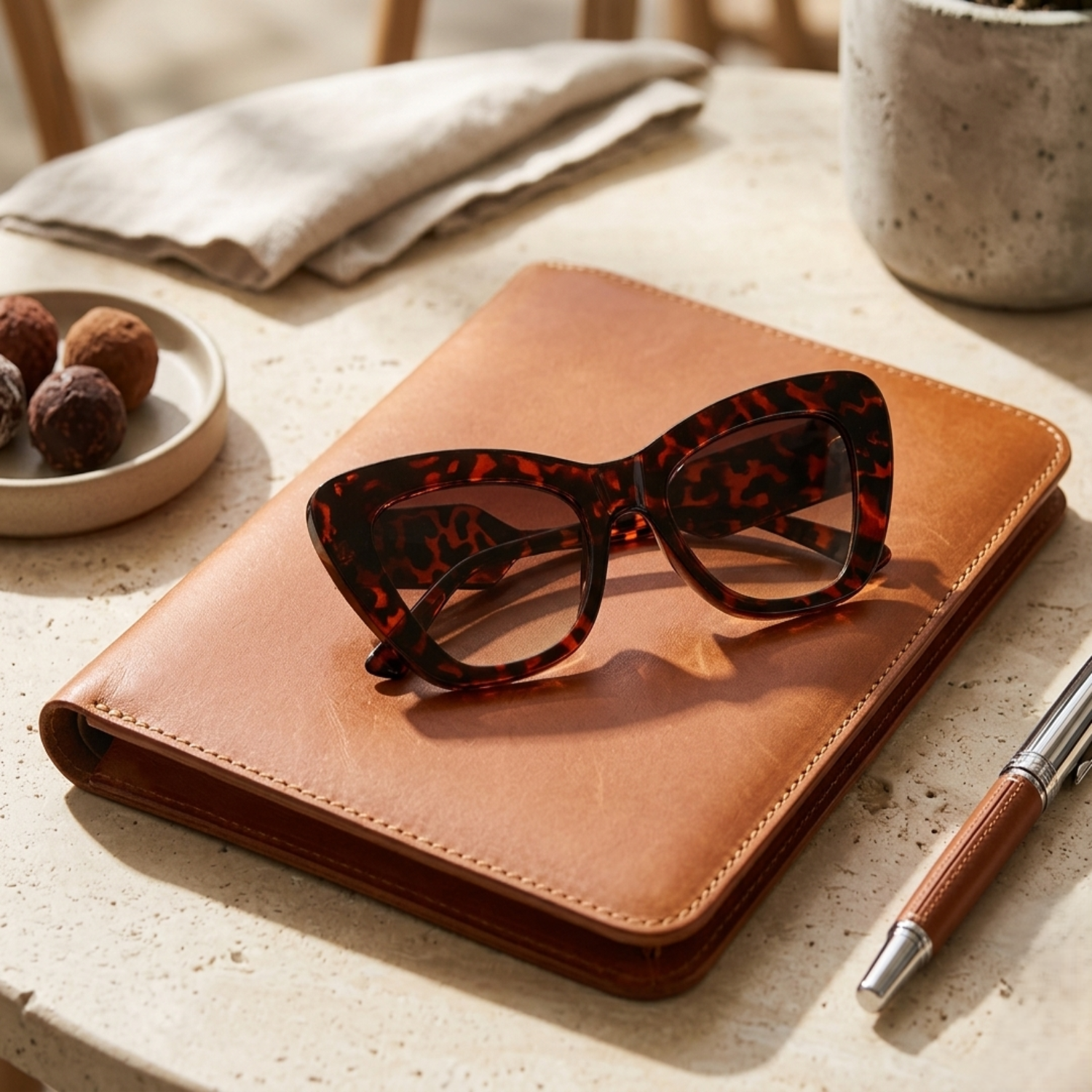 Bold Tortoise Geometric Cat-Eye Sunglasses JLTG0370