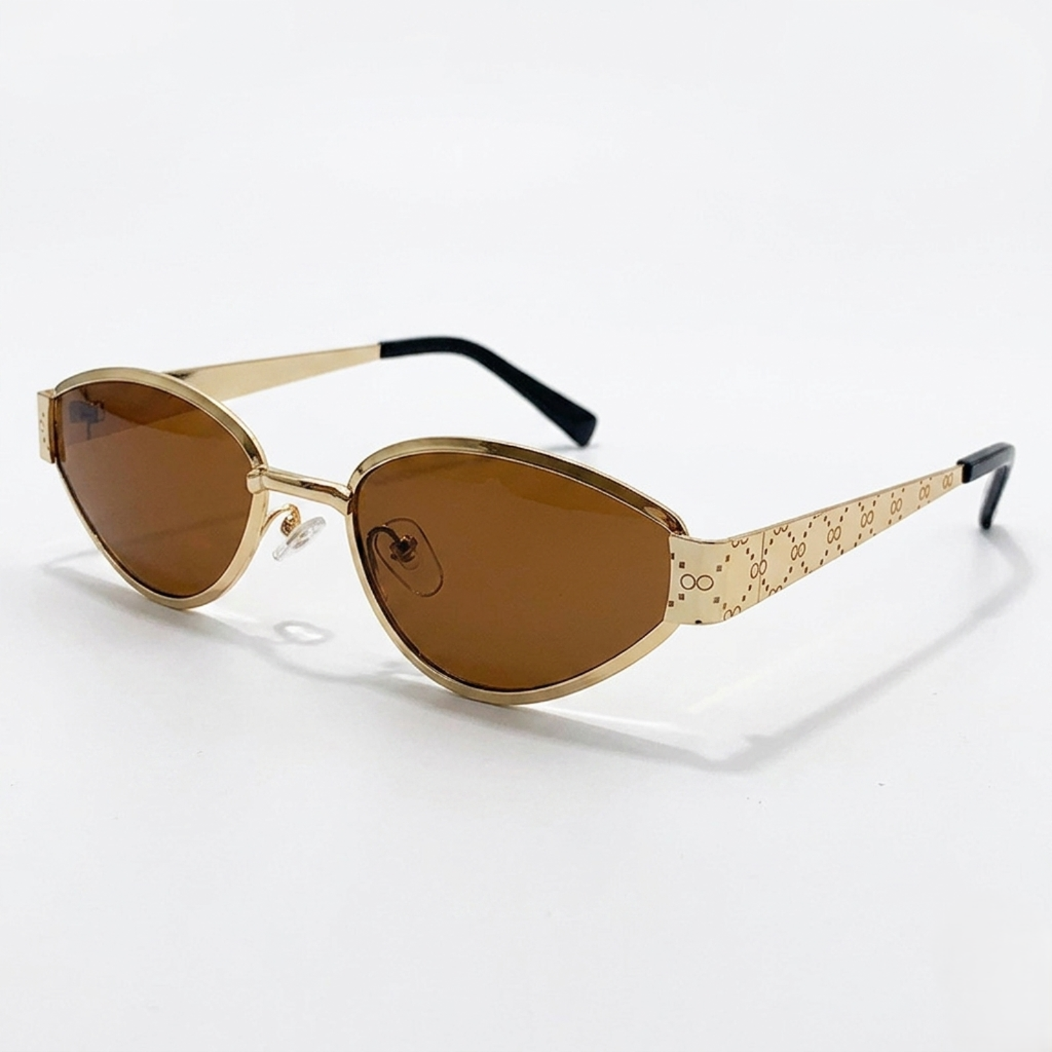 Gold Patterned Temple Brown Sunglasses JLTG0373