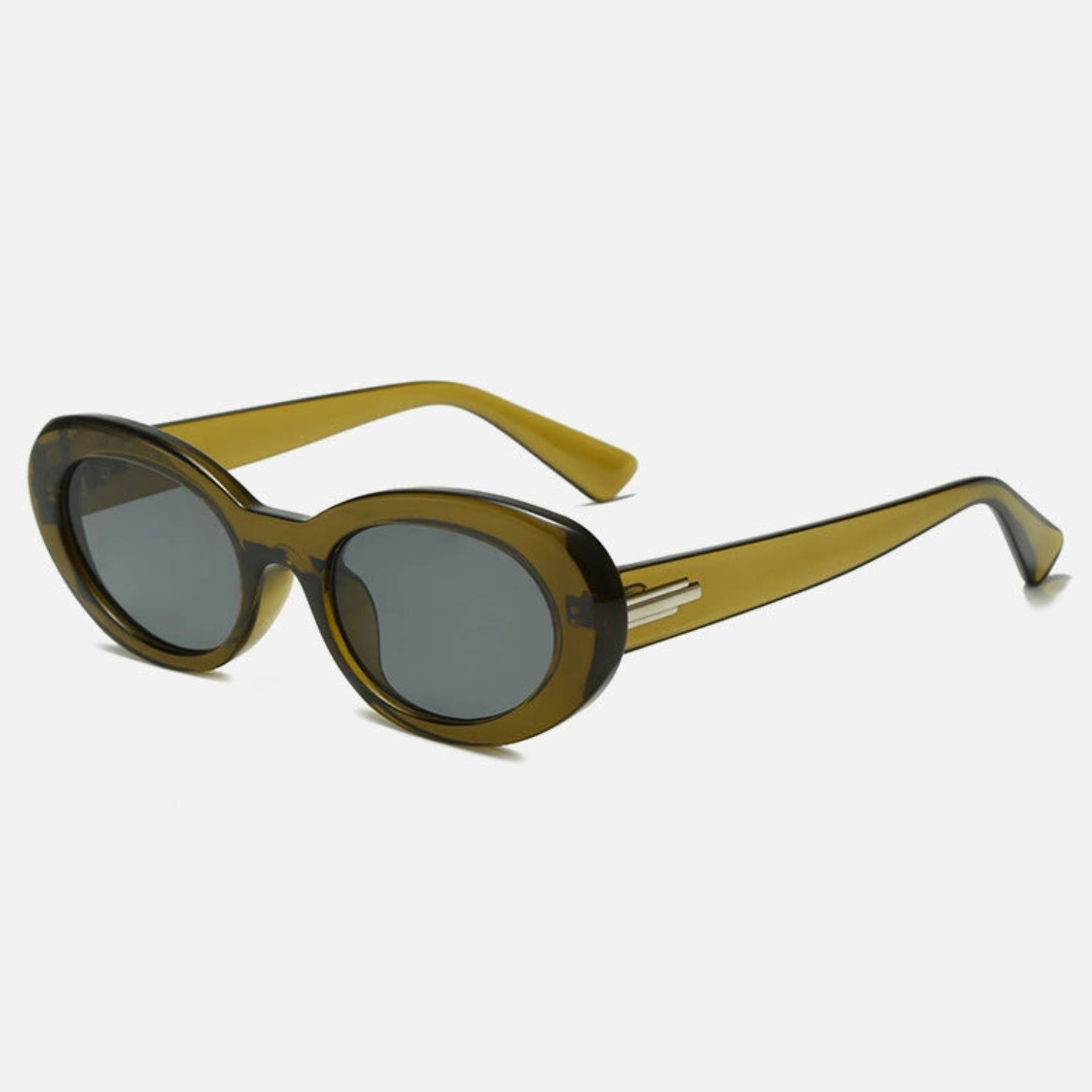 Olive Green Oval Retro Chic Sunglasses JLTG0375