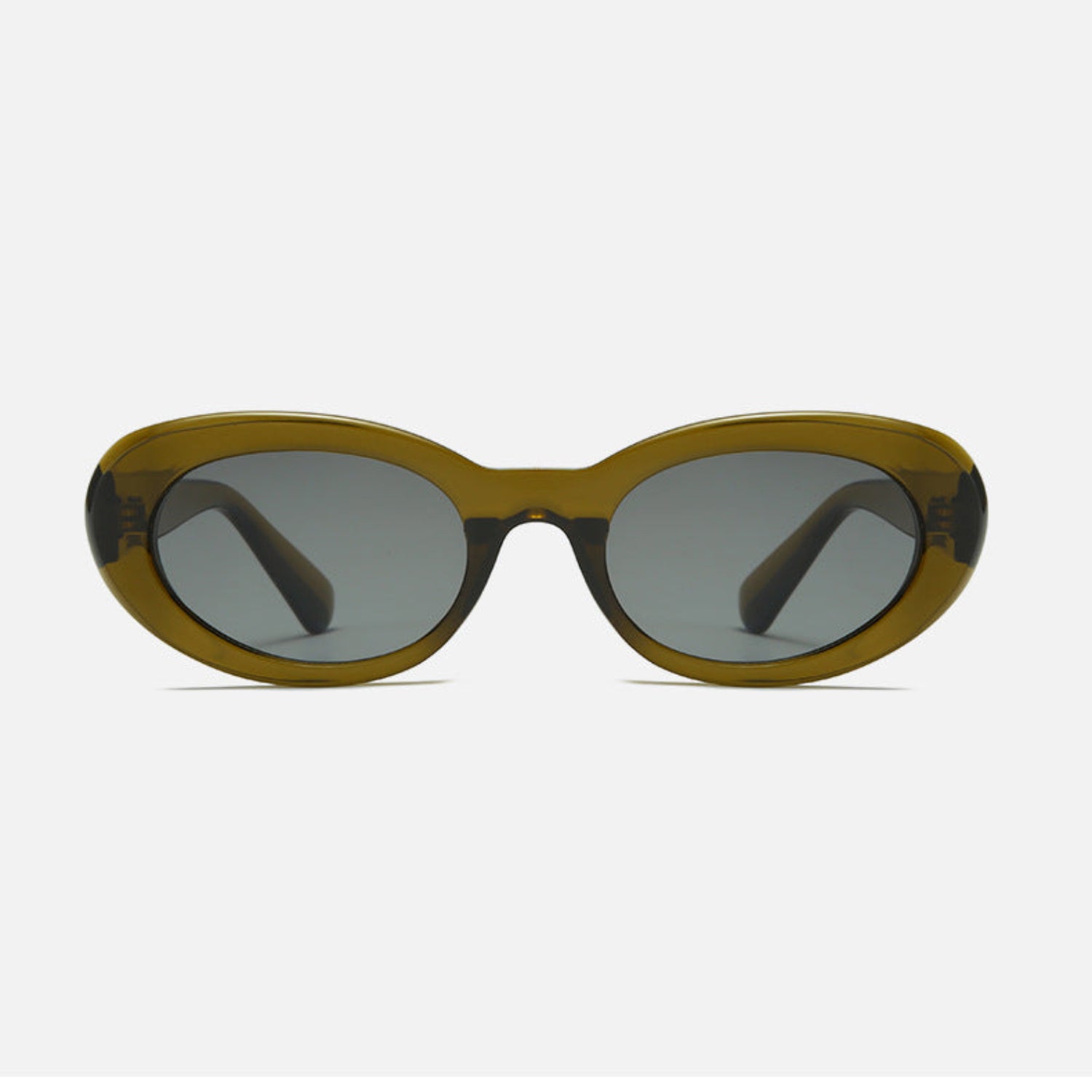 Olive Green Oval Retro Chic Sunglasses JLTG0375
