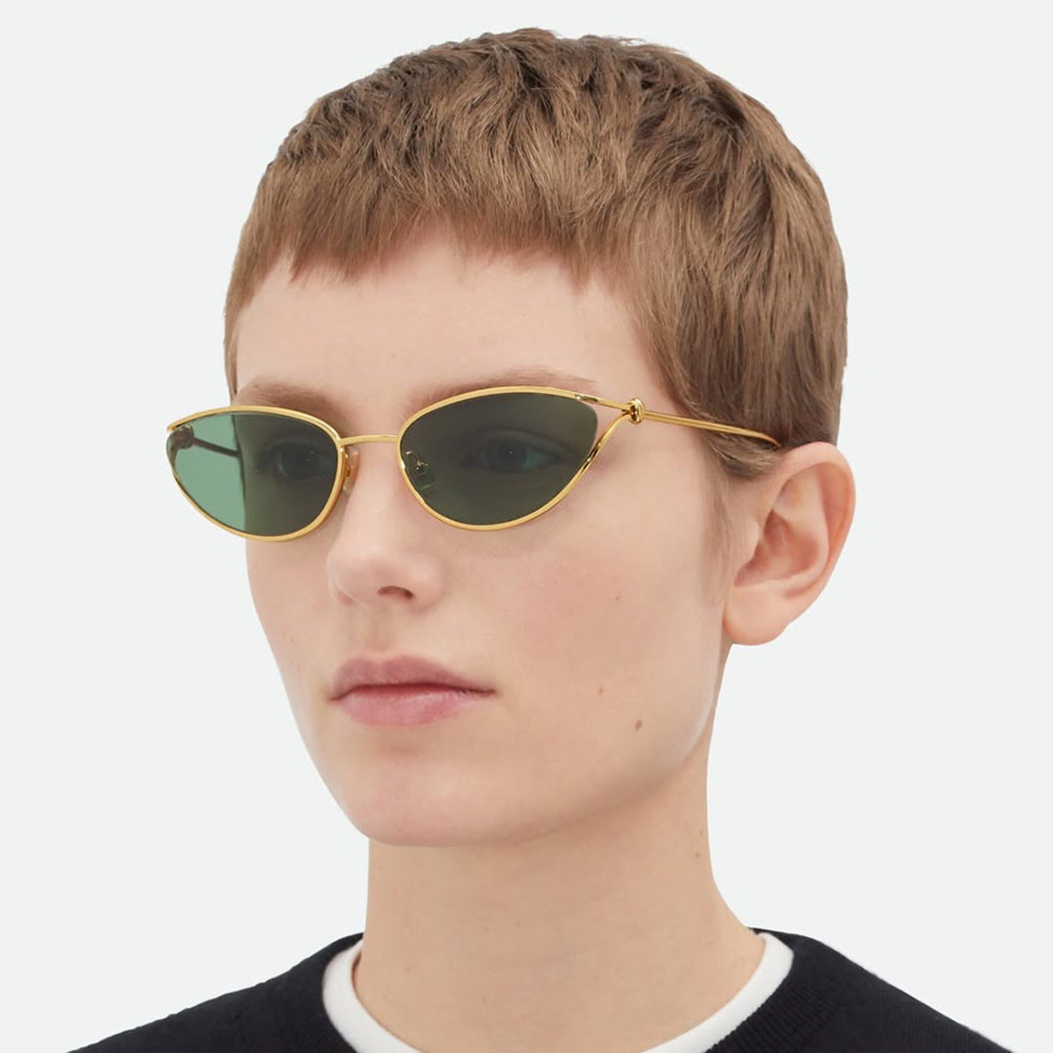 Gold Cat-Eye Green Lens Sunglasses JLTG0377