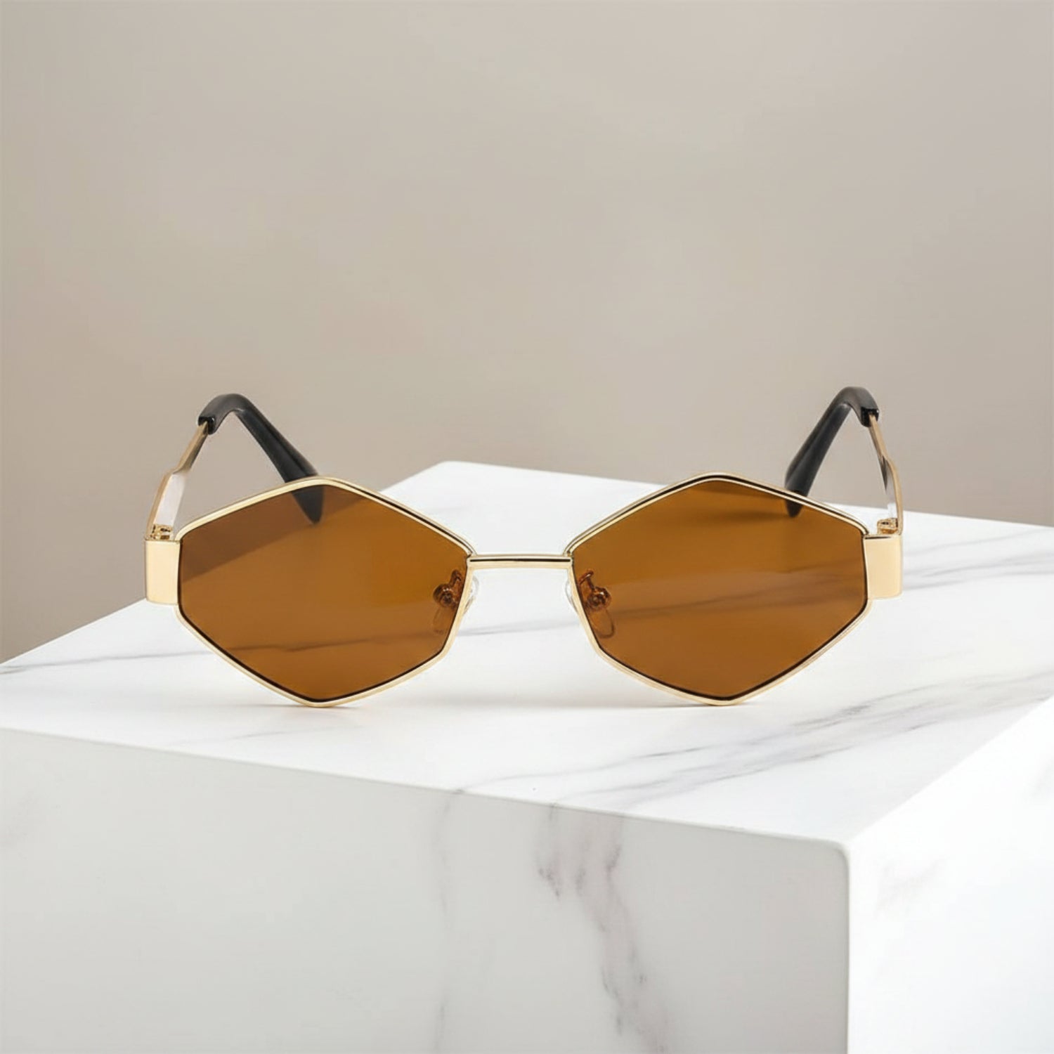 Geometric Gold Brown Sunglasses JLTG0382