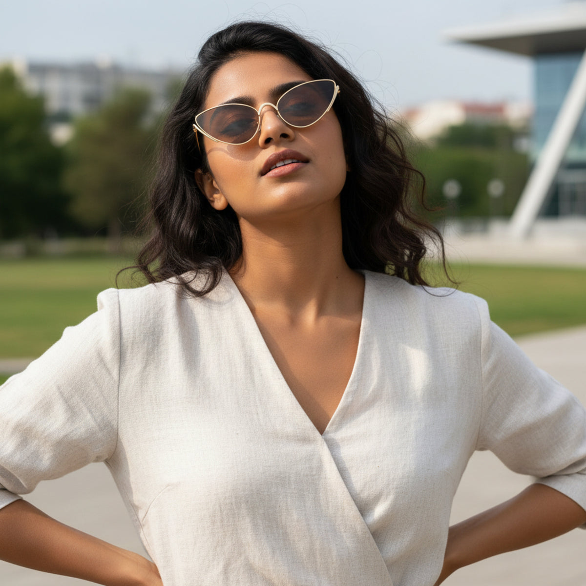 Trendy Brown Cat-Eye Sunglasses JLTG0412