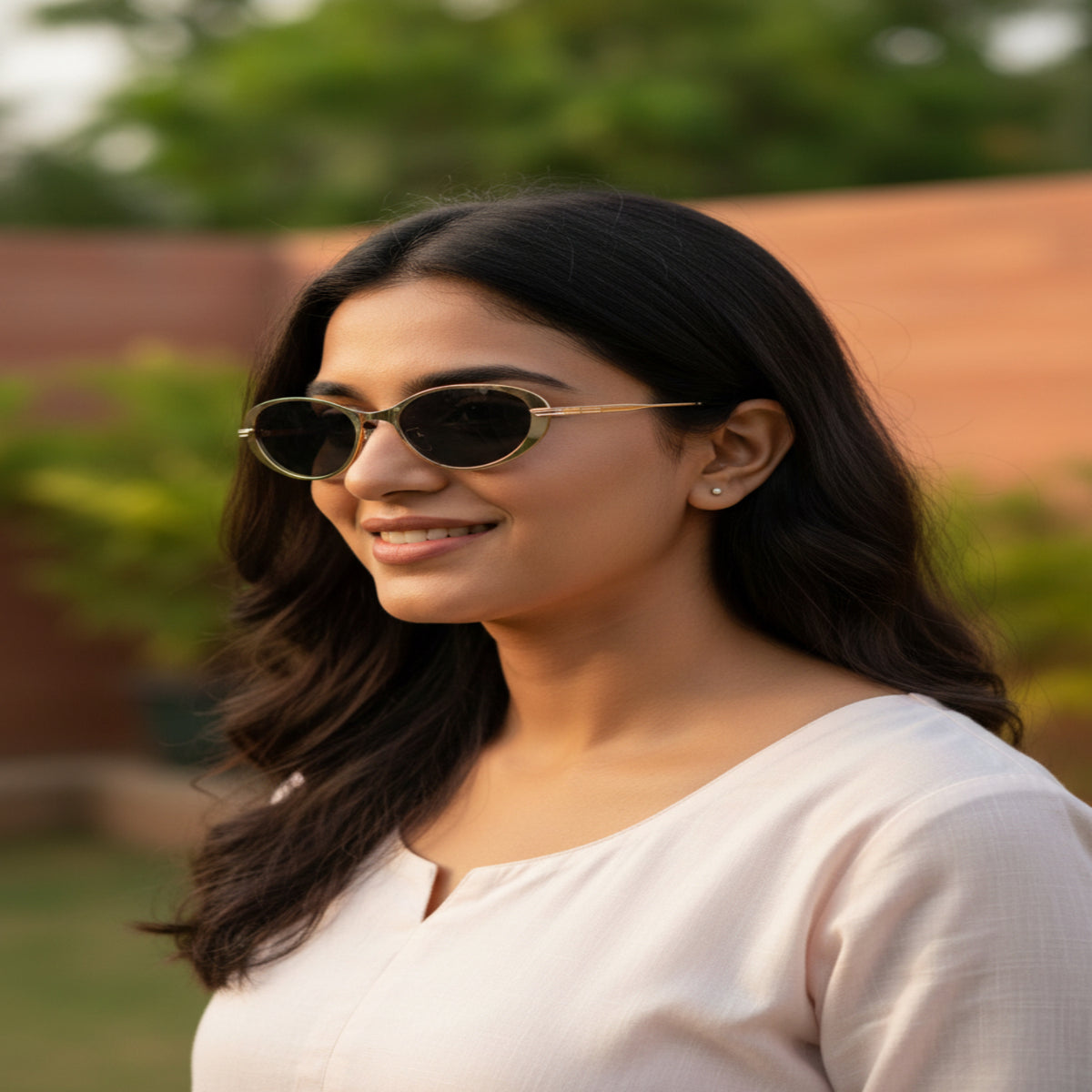 Trendy Black Oval Sunglasses JLTG0415