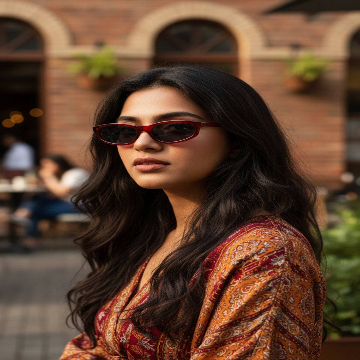 Chic Red Oval Sunglasses JLTG0425