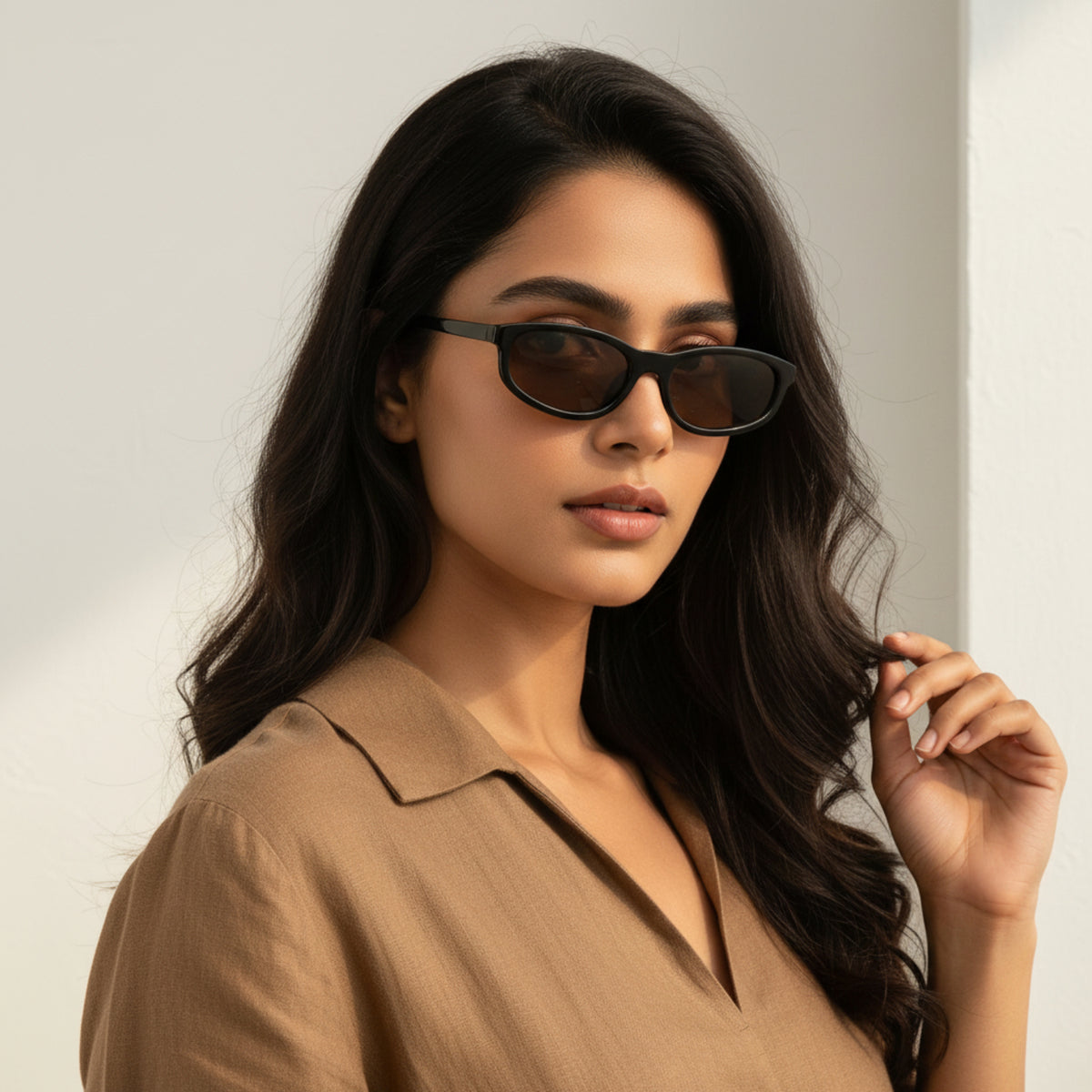 Chic Brown Oval Sunglasses JLTG0428