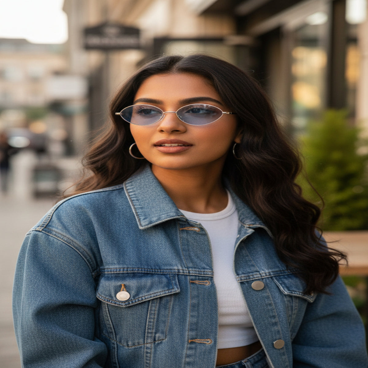 Chic Silver Oval Sunglasses JLTG0433