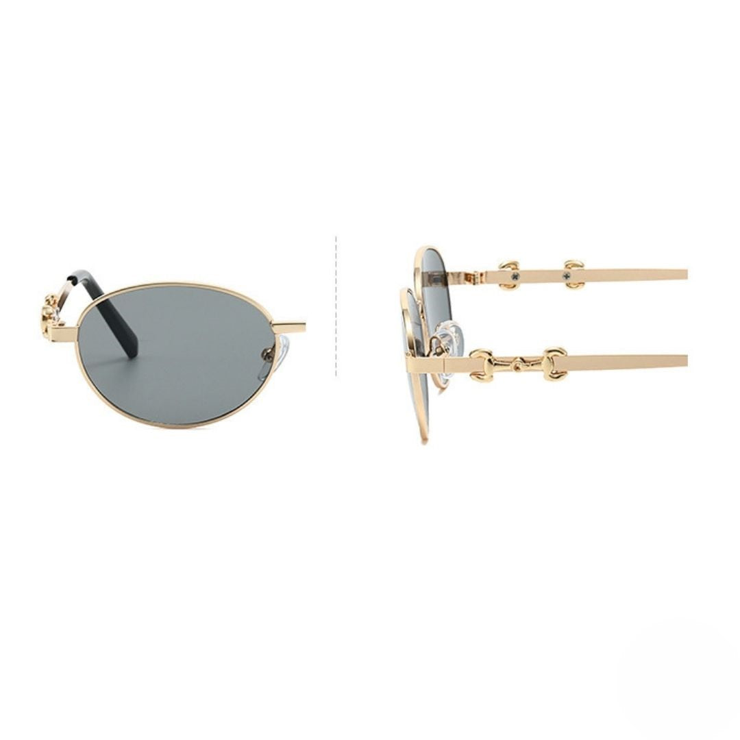 Elegant Gold Oval Frame Sunglasses JLTG0442