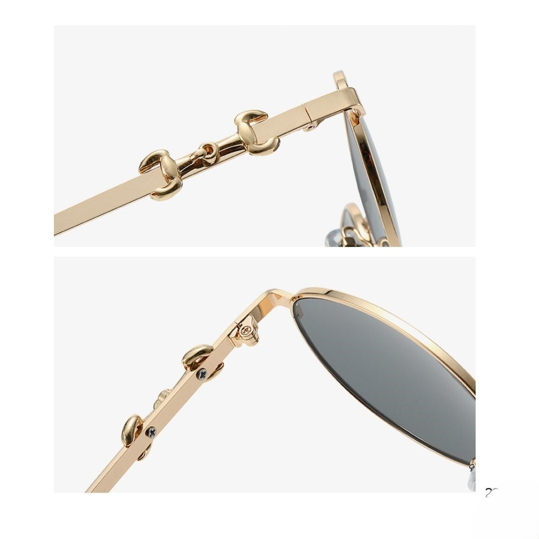 Elegant Gold Oval Frame Sunglasses JLTG0442