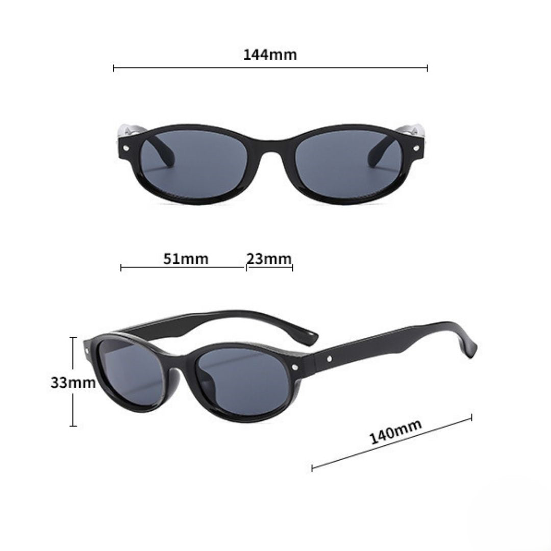 Trendy Black Oval Frame Sunglasses JLTG0454