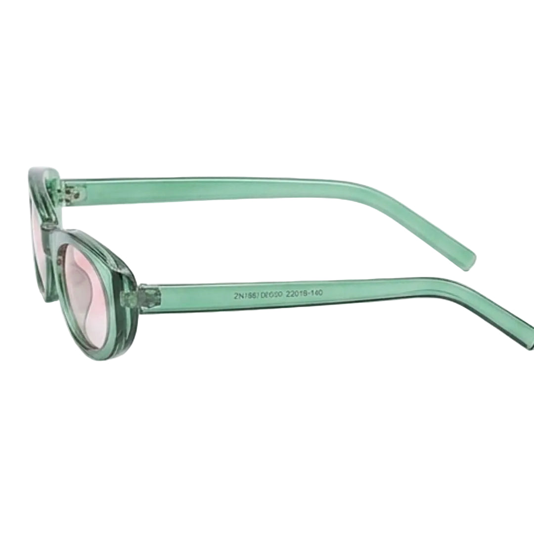 Transparent Green & Pink Tinted Oval Sunglasses JLTG0459