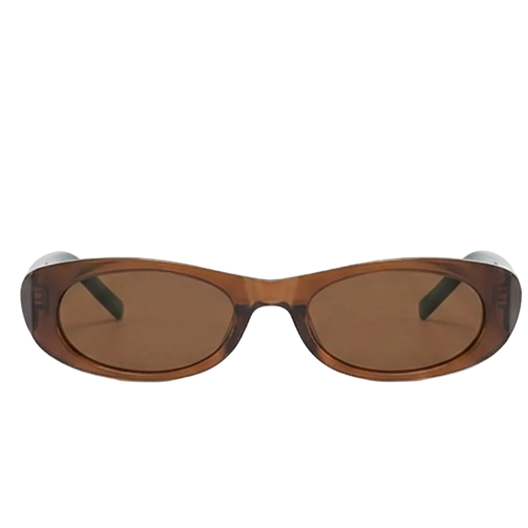 Translucent Brown & Teal Two-Tone Oval Sunglasses JLTG0461
