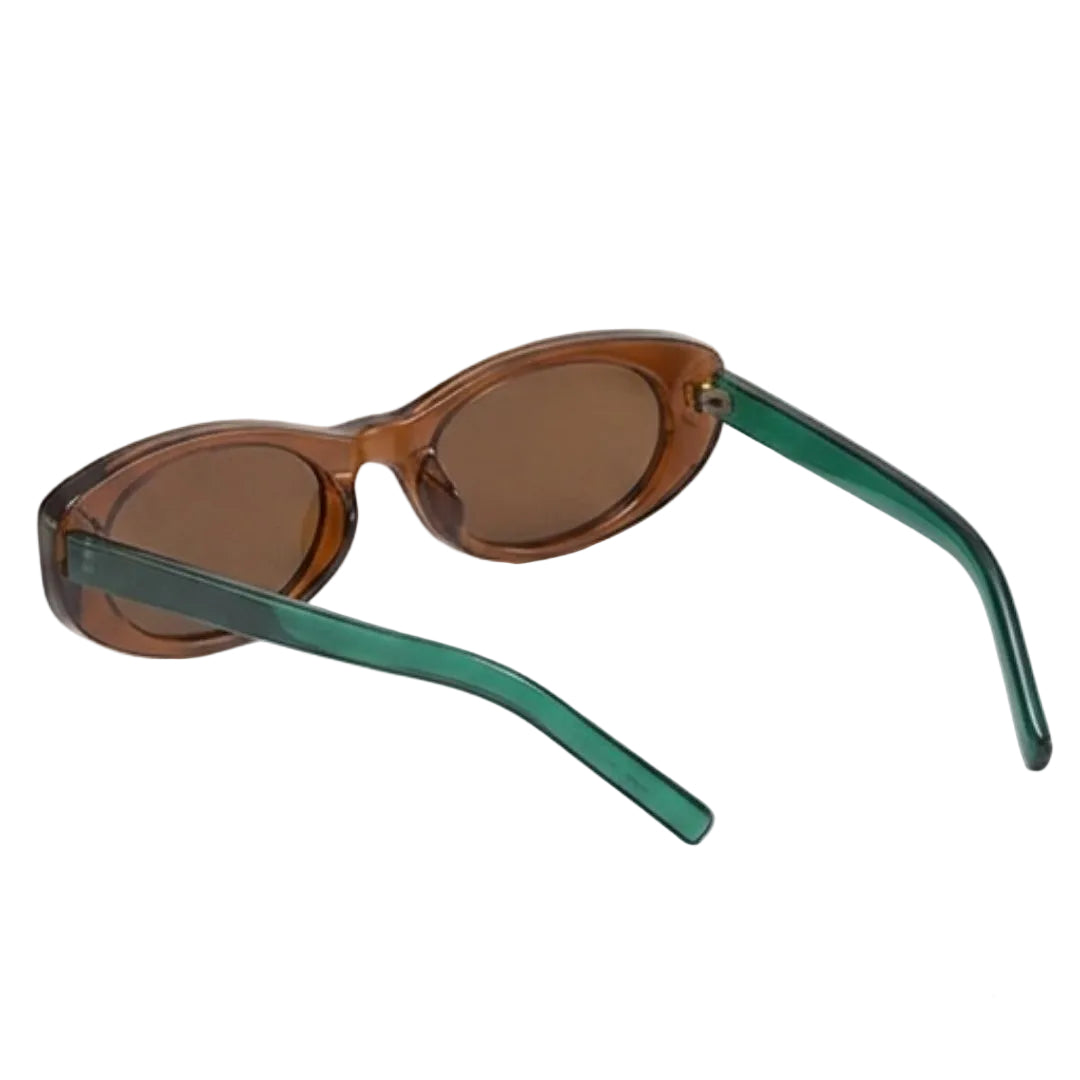 Translucent Brown & Teal Two-Tone Oval Sunglasses JLTG0461