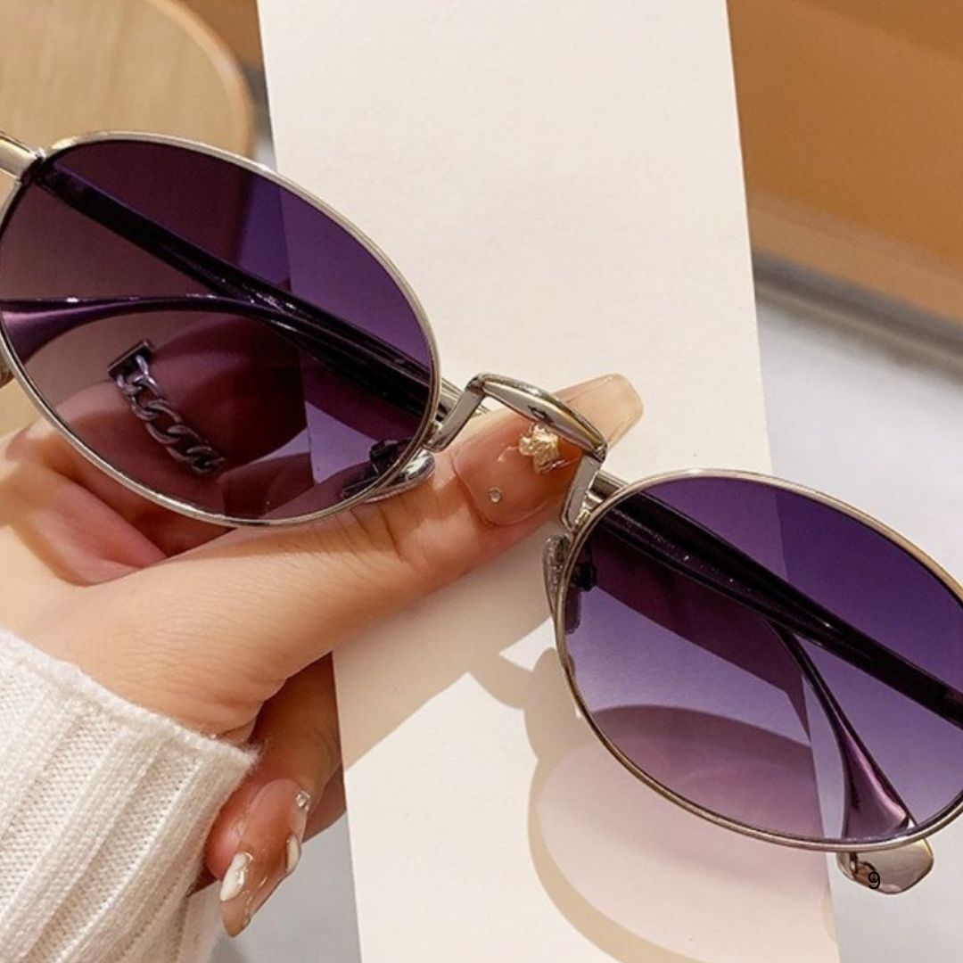 Chic Silver Oval Sunglasses JLTG0481