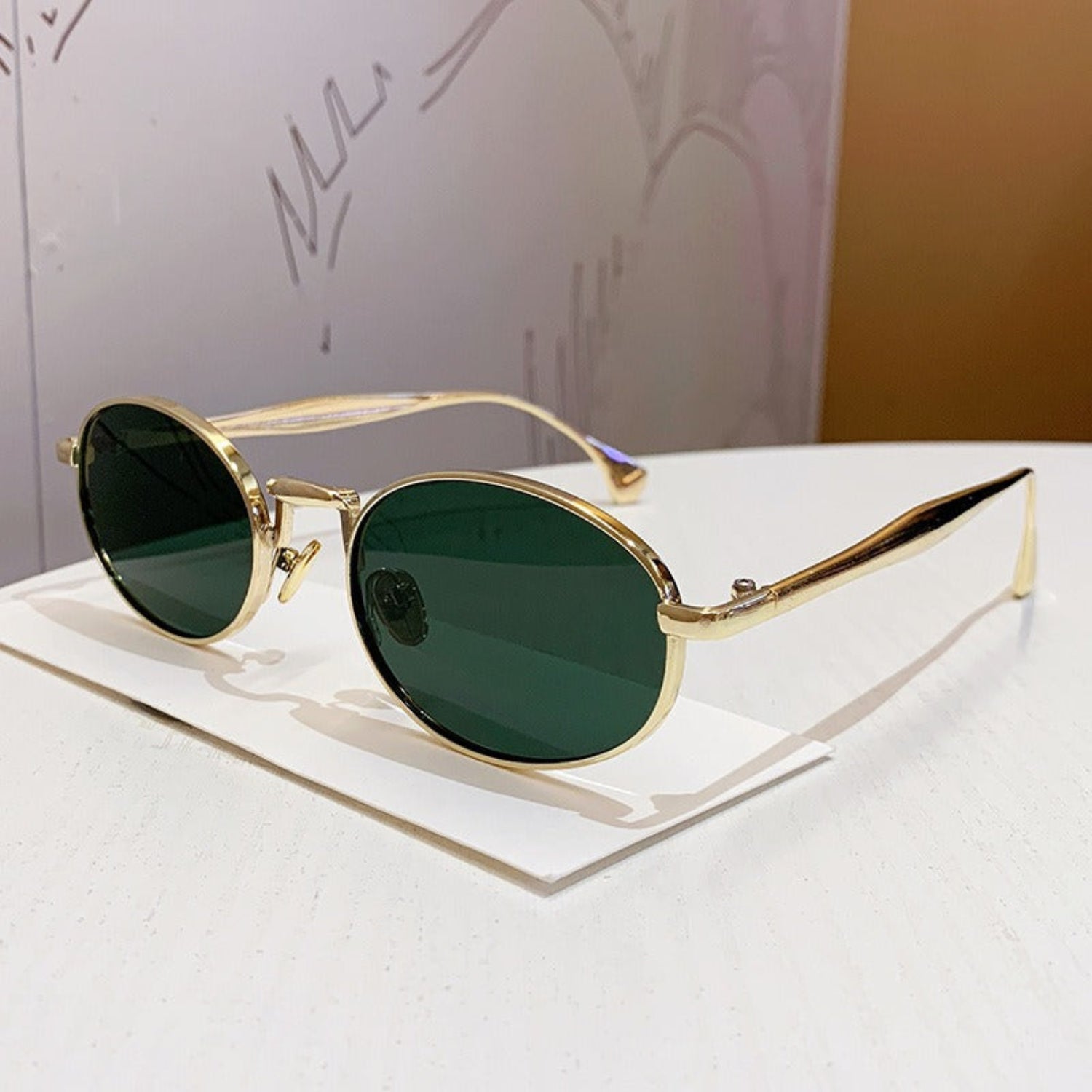 Gold Frame Dark Green Sunglasses JLTG0485