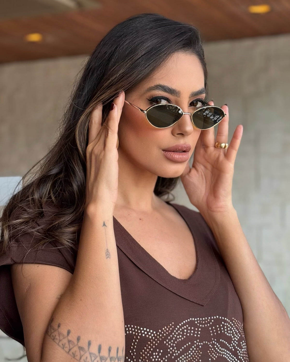 Gold Frame Grey Sunglasses JLTG0486
