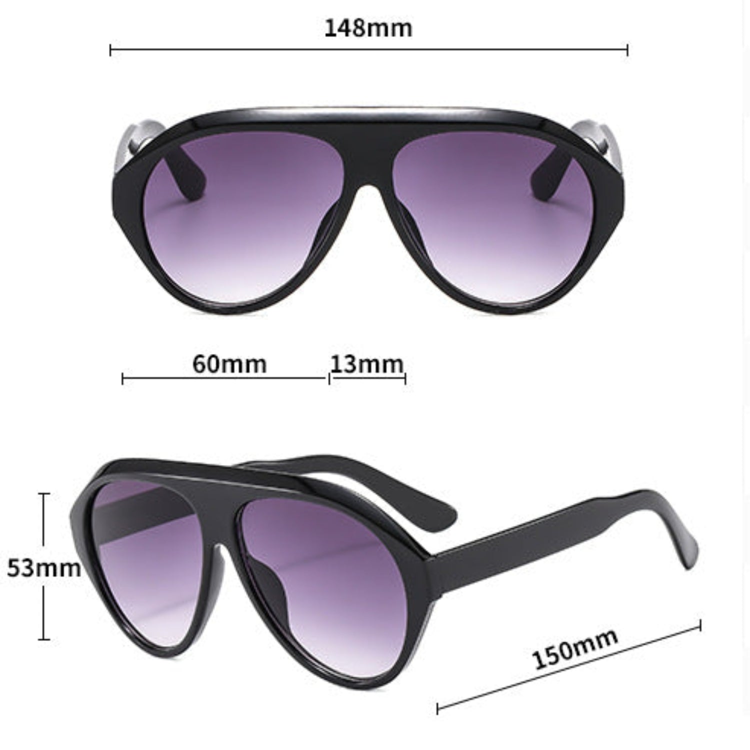 Black Aviator Shield Sunglasses JLTG0489