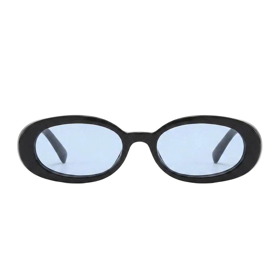 Black Vintage Oval Retro Sunglasses JLTG0490