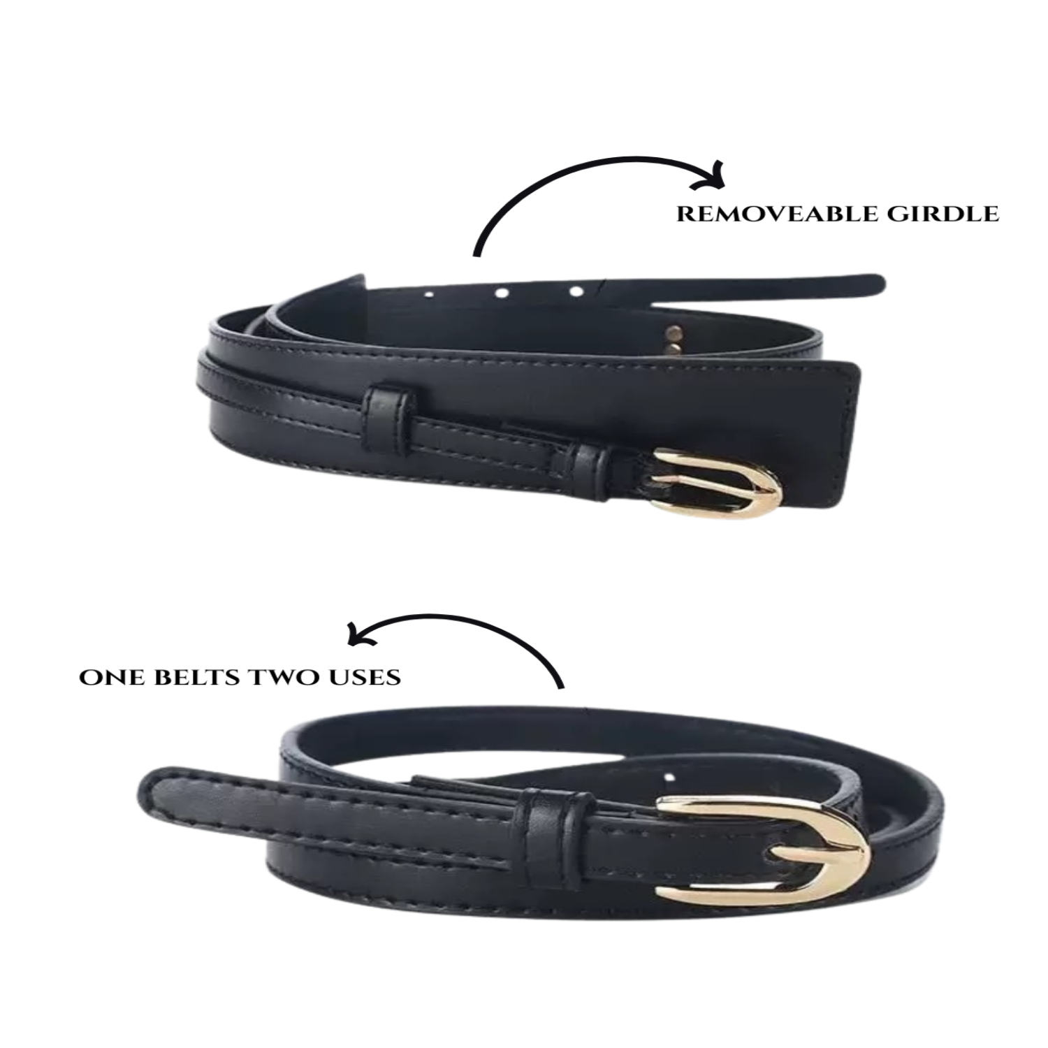 Tan Layered Wide Wrap Belt with Gold Buckle