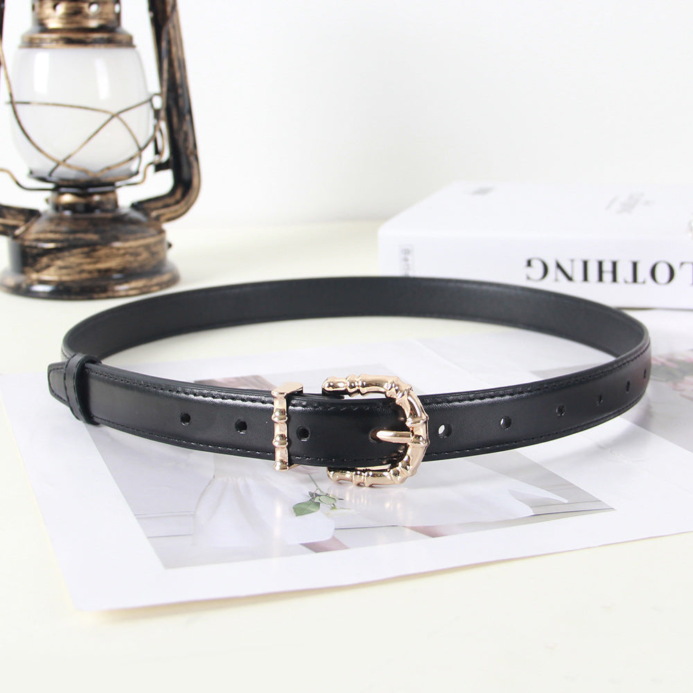 Thin Pin Gold Buckle Black Belts JLTHB0235