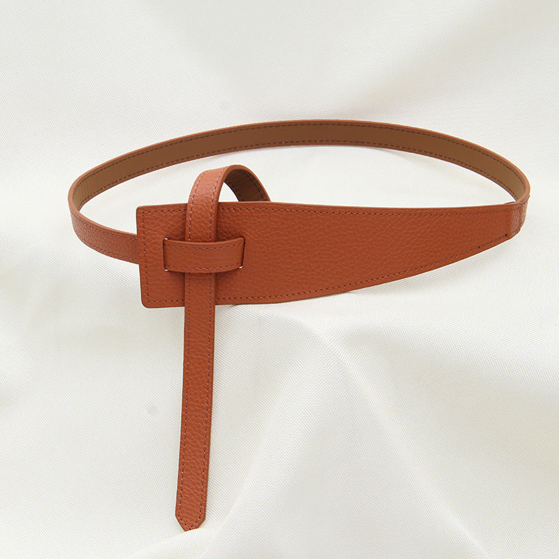 Tie Knot Faux Leather Brown Belts JLTHB0244