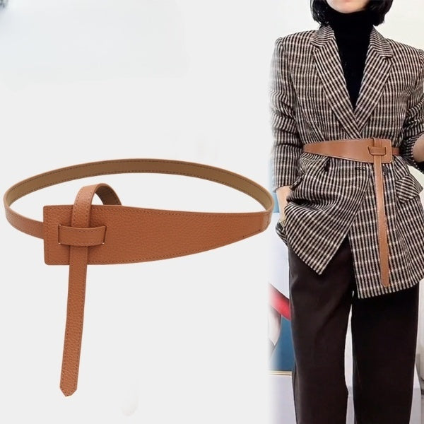 Tie Knot Faux Leather Brown Belts JLTHB0244