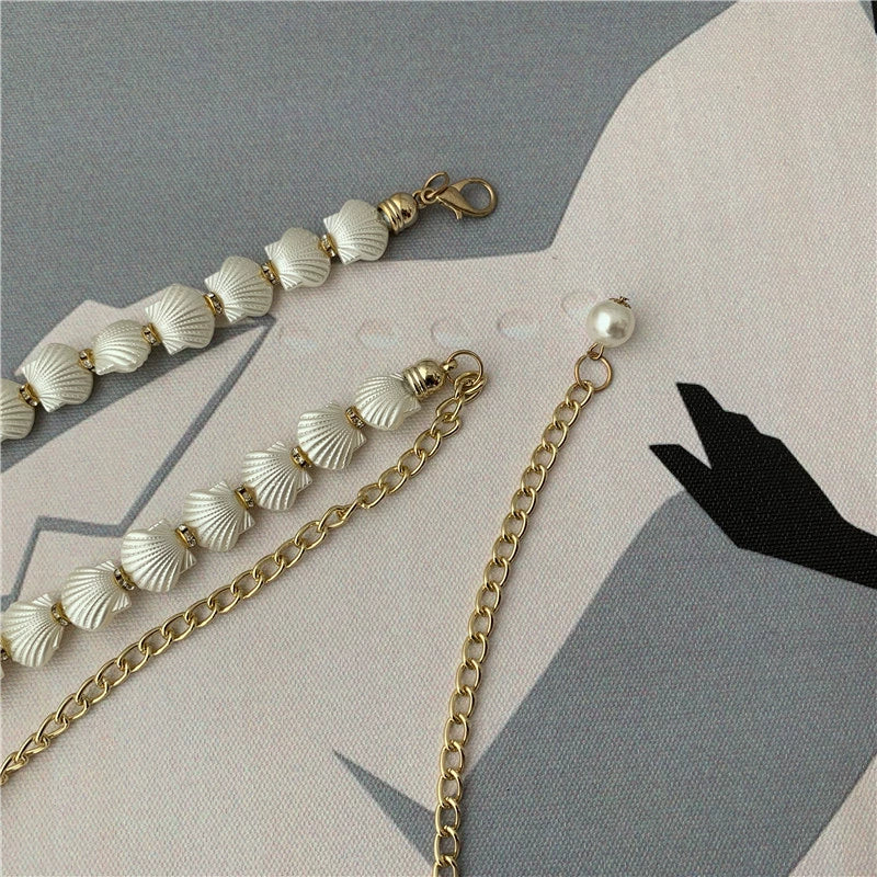 Women's belt, shell pearl waist chain decoration, female thin metal belt, versatile matching dress JLTHB0263
