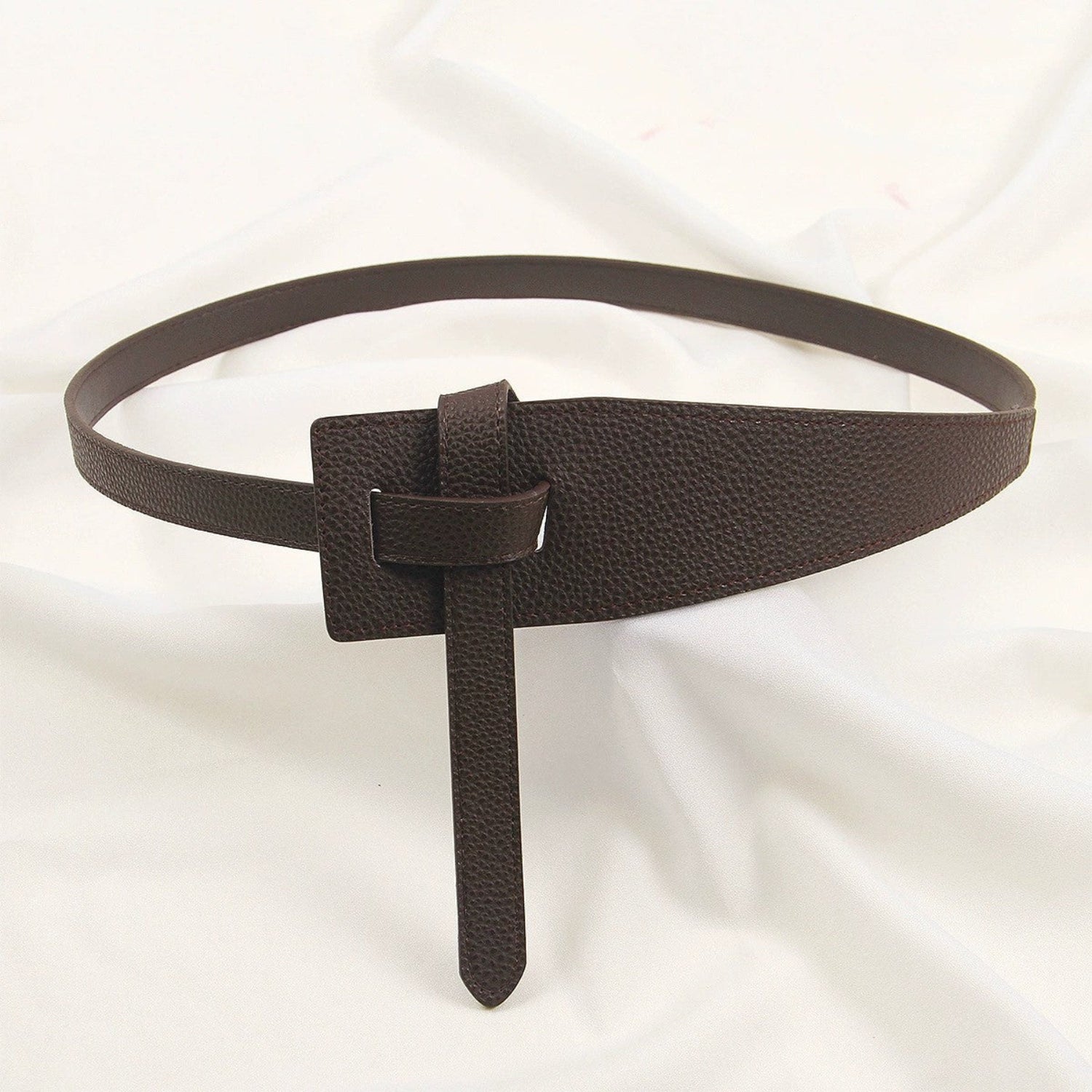 Just Lil Things Coffee Brown Minimal Textured Loop Buckle Belt JLTHB0271