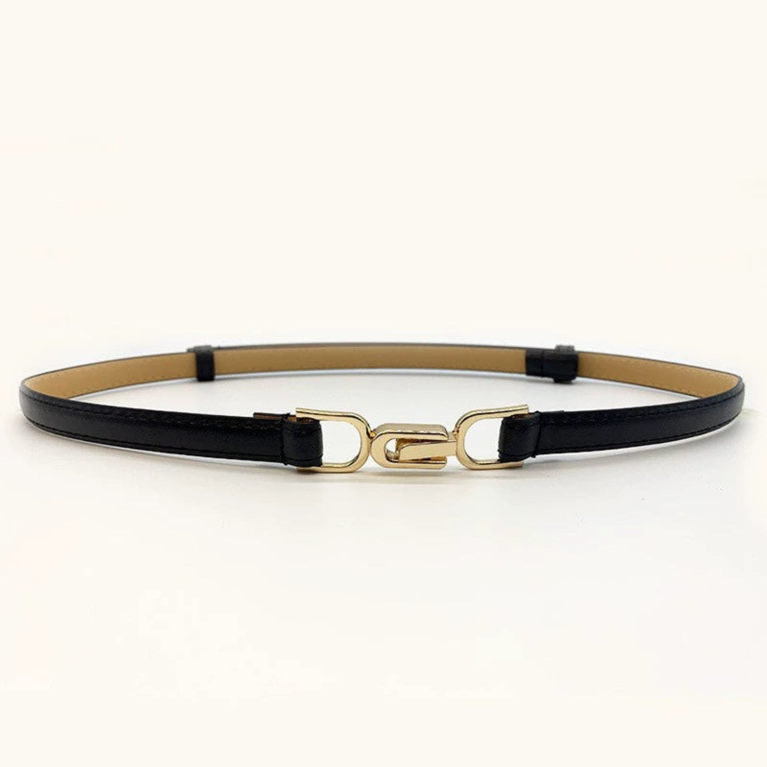 Minimalist Gold Clasp Skinny Black Belt JLTHB0274