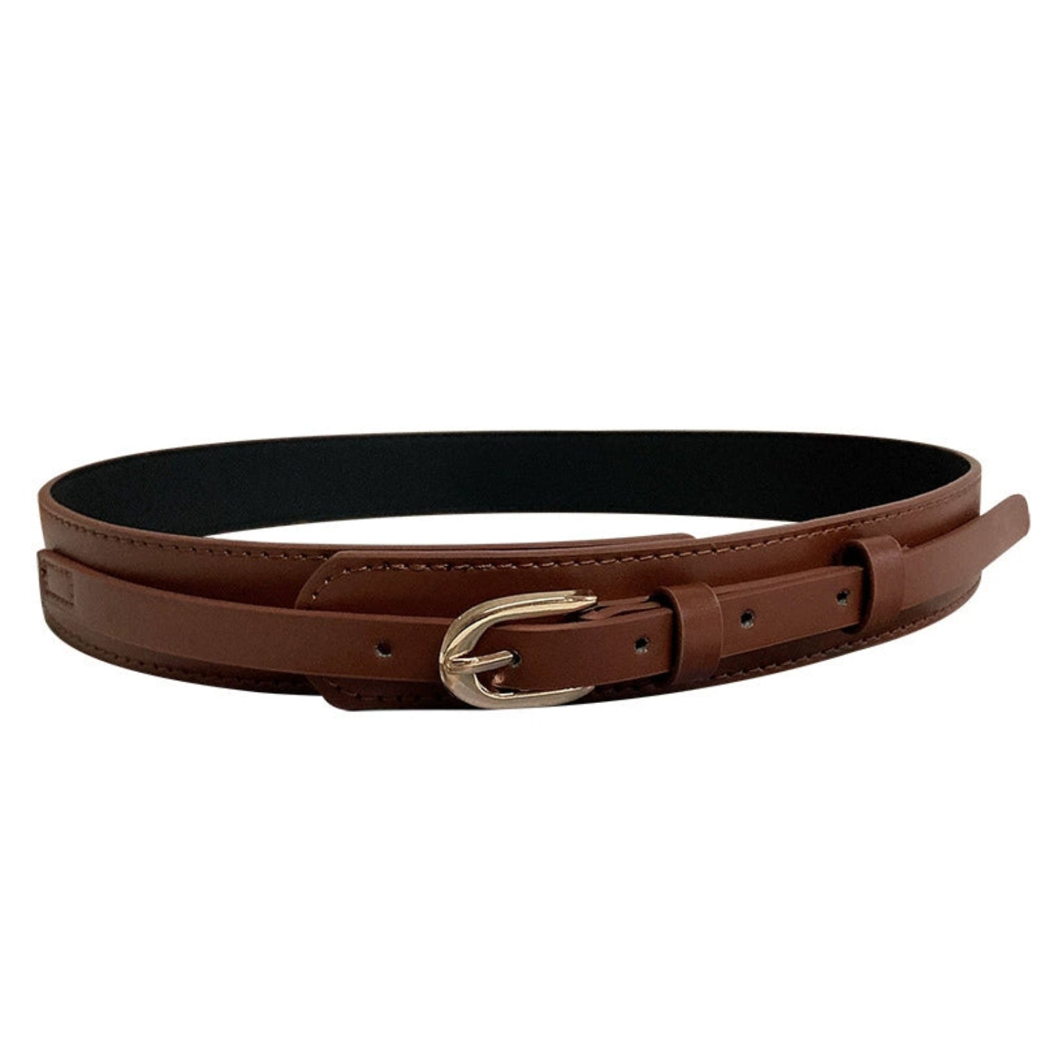 Brown Leather Skinny Belt JLTHB0281