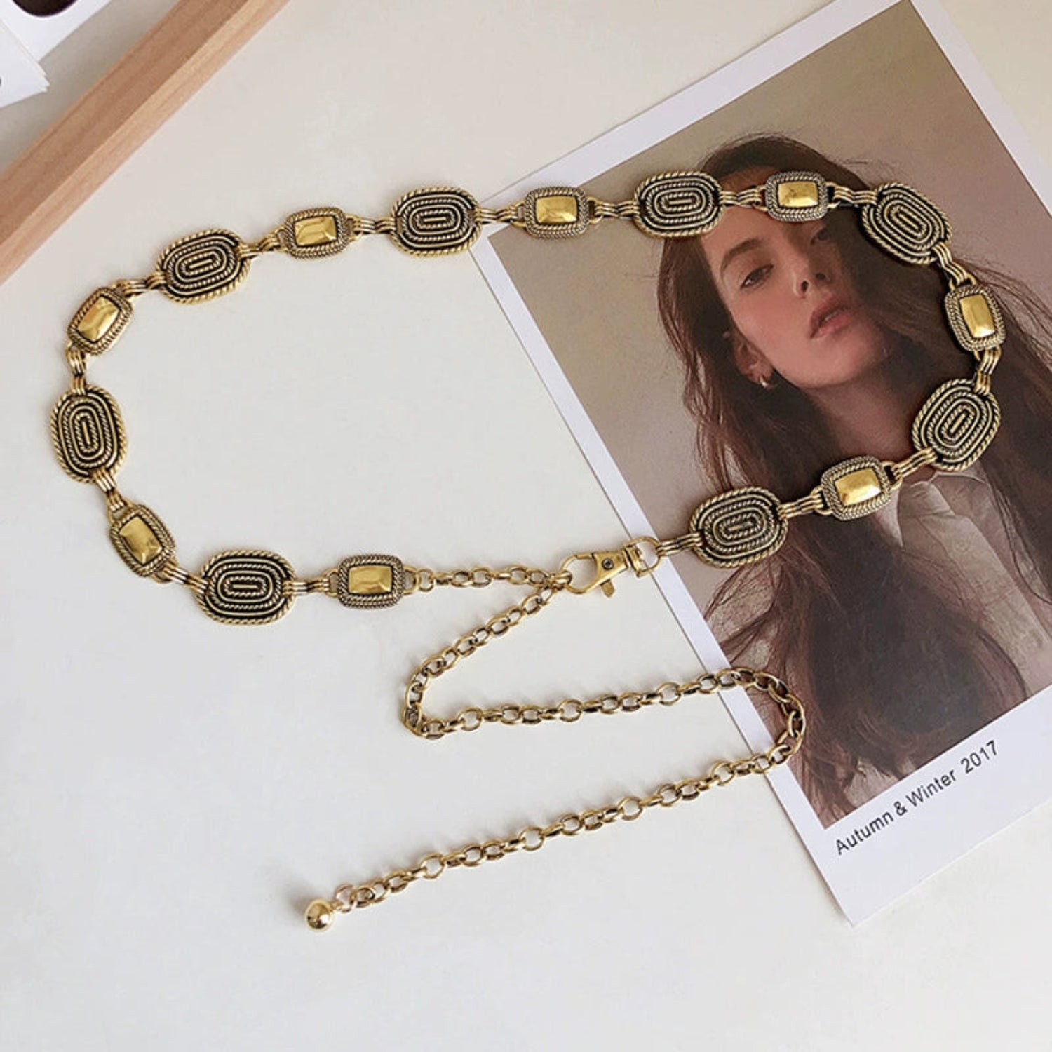 Vintage Gold Link Chain Belt JLTHB0282