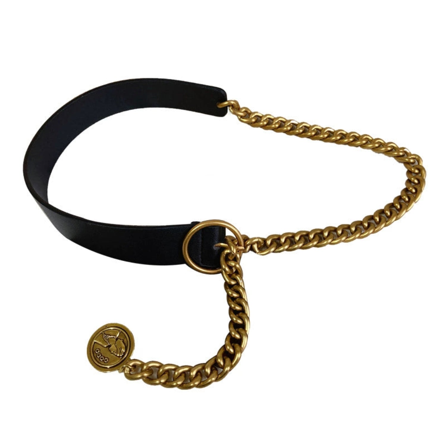 Black Strap Gold Chain Belt JLTHB0283