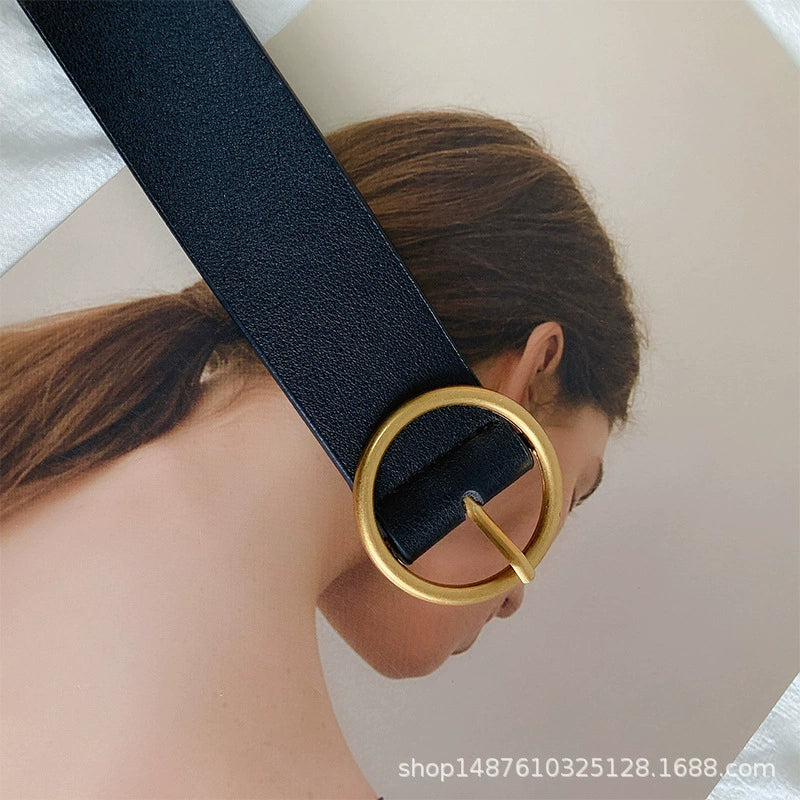 Black Strap Gold Chain Belt JLTHB0283