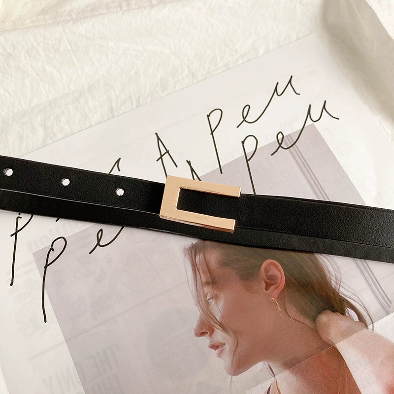 Black Leather Gold Buckle Belt JLTHB0285