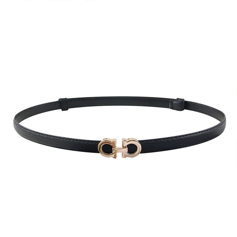 Slim Black Gancini Buckle Belt JLTHB0286
