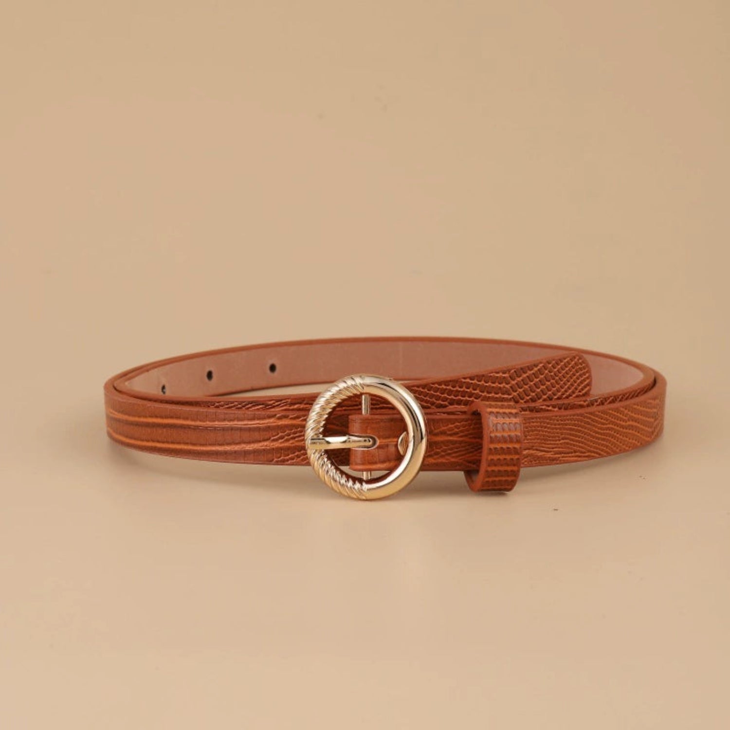 Round Buckle Lizard Texture Belt JLTHB0290