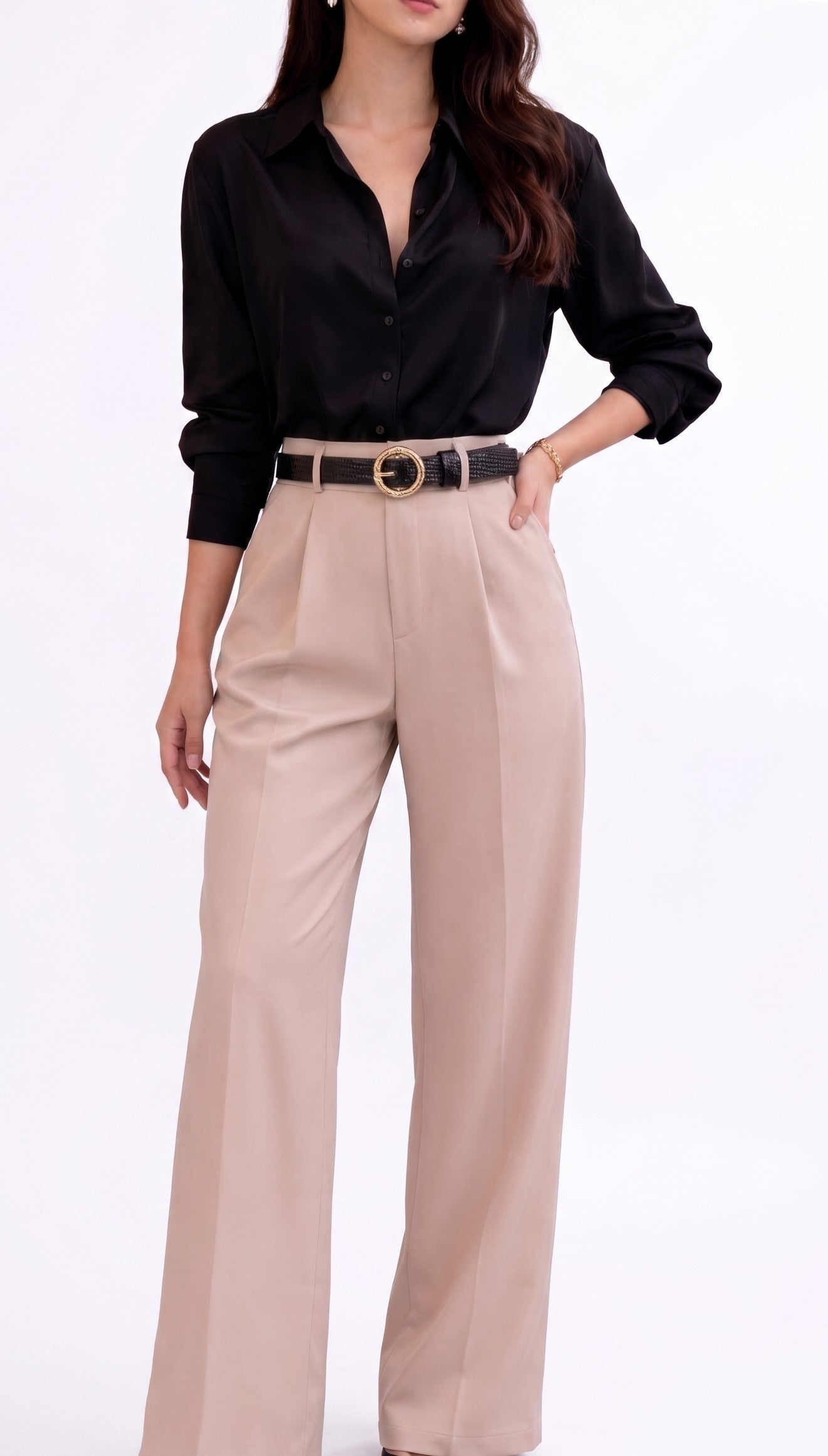 Round Buckle Black Lizard Belt JLTHB0292