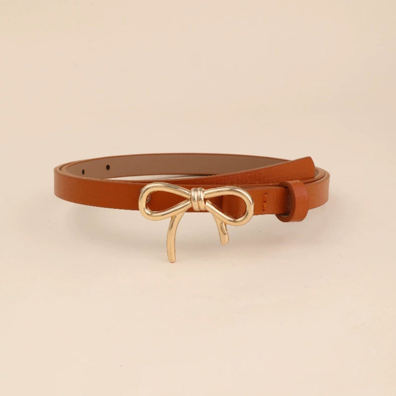 Gold Bow Buckle Brown Belt JLTHB0293