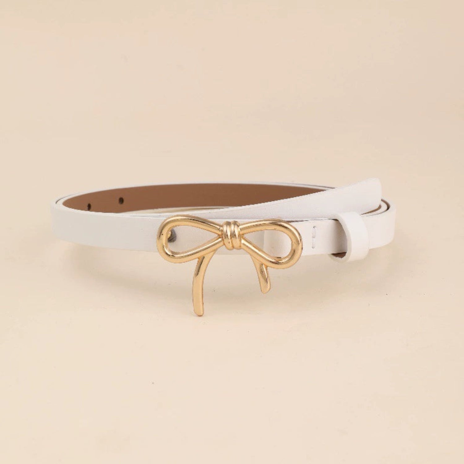 Gold Bow Buckle White Belt JLTHB0294